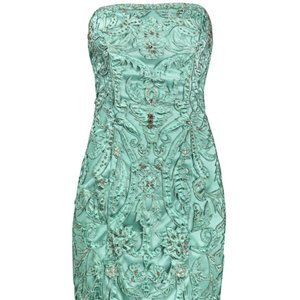 Strapless Beaded Cutout Embellishment Mesh Dress